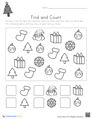 Christmas Find and Count Worksheet