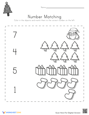 Christmas Number Matching Worksheet