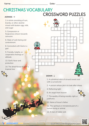 Christmas Vocabulary Crossword Puzzles