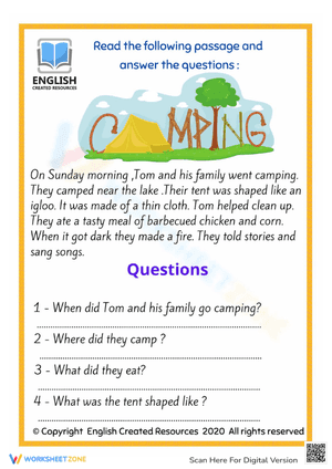 Reading Comprehension Camping