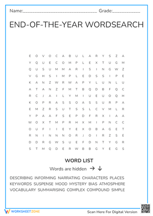 End of the Year Wordsearch