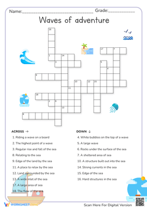 Waves of Adventure Crossword Puzzle