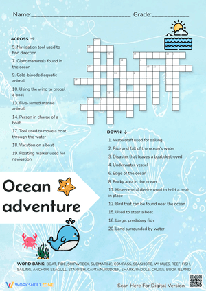 Ocean Adventure Crossword Puzzle