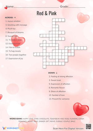 Red & Pink Cross Word Puzzle
