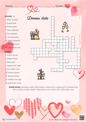 Dinner Date Cross Word Puzzle