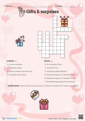 Gifts & Surprises Cross Word Puzzle