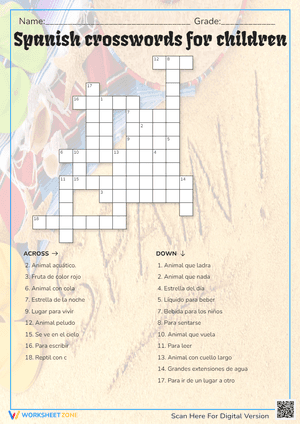 Spanish crosswords for children Crossword Puzzle 