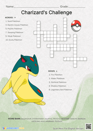 Charizard's Challenge Crossword Puzzle