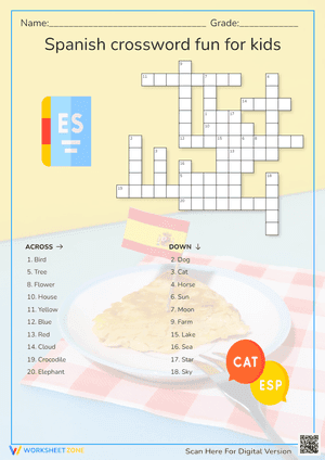 Spanish crossword fun for kids