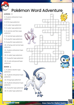Pokémon Word Adventure Crossword Puzzle