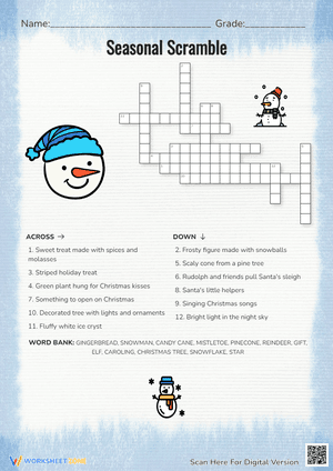 Seasonal Scramble Crossword Puzzle
