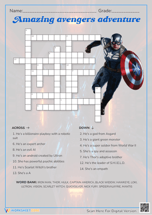 Amazing avengers adventure Crossword Puzzle 