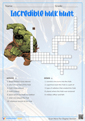 Incredible hulk hunt Crossword Puzzle 