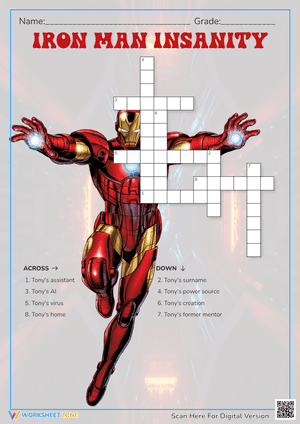 Iron man insansity Crossword Puzzle 