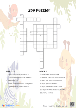 Zoo Crossword Puzzler
