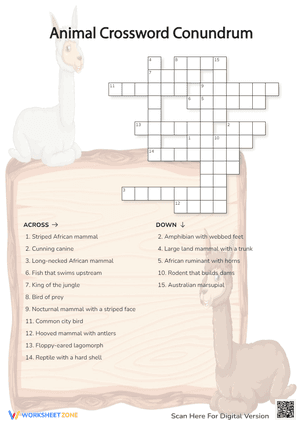 Animal Crossword Conundrum Puzzle