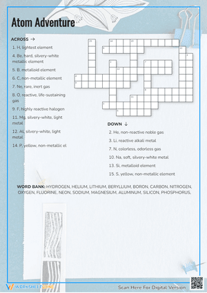 Atom Adventure Crossword Puzzle