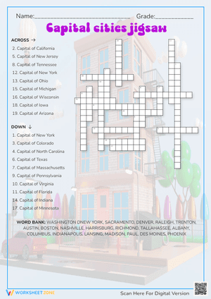 Capital cities jigsaw Crossword Puzzle