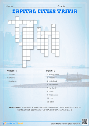 Capital cities trivia Crossword Puzzle