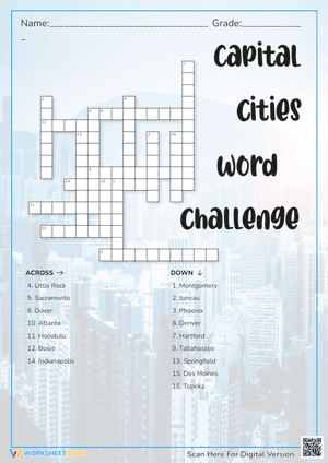 Capital cities word challenge