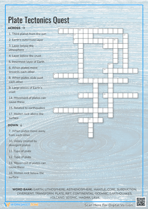 Plate Tectonics Quest Crossword Puzzle