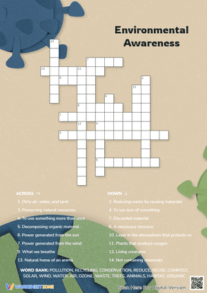 Environmental Awareness Crossword Puzzle