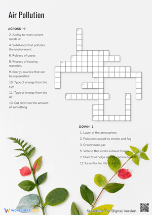 Air Pollution Crossword Puzzle