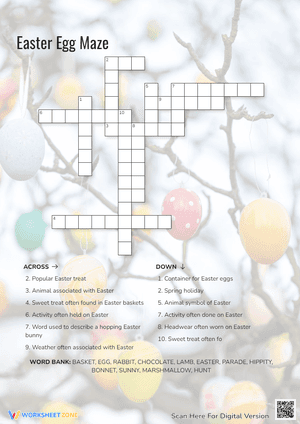 Easter Egg Maze Crossword Puzzle