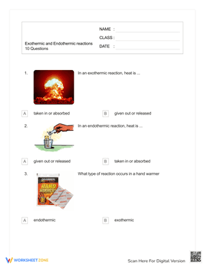 Exothermic And Endothermic Reactions Review
