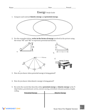 Potential and Kinetic Energy Study Guide