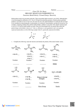Organic Molecule Worksheet