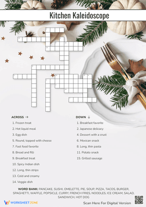 Kitchen Kaleidoscope Crossword Puzzle