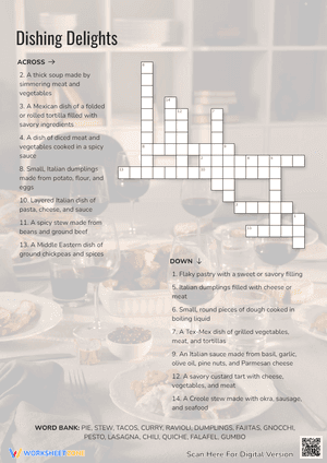 Dishing Delights Crossword Puzzle