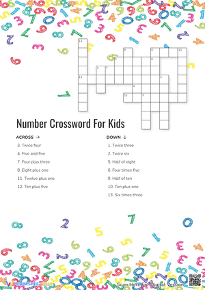 Number Crossword For Kids