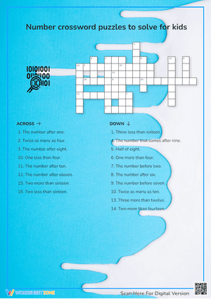 Number crossword puzzles to solve for kids
