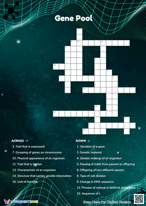 Gene Pool Crossword Puzzle