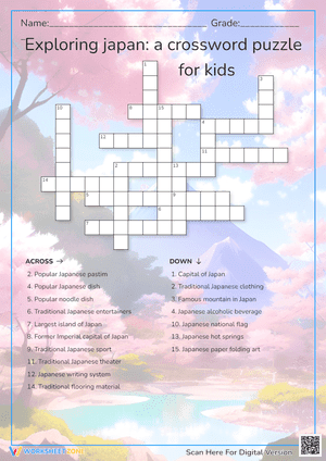 Exploring japan: a crossword puzzle for kids