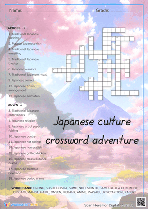 Japanese culture crossword adventure