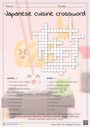 Japanese cuisine crossword