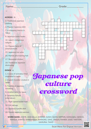 Japanese pop culture crossword