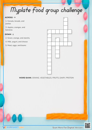 Myplate food group challenge Crossword Puzzle