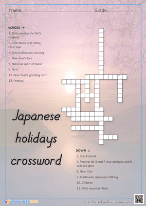 Japanese holidays crossword