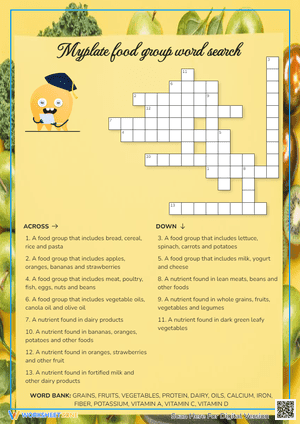Myplate food group word search Crossword Puzzle