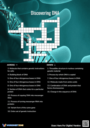 Discovering DNA Crossword Puzzle