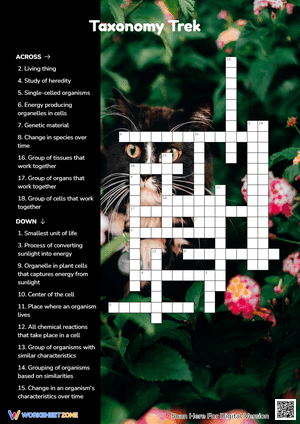 Taxonomy Trek Crossword Puzzle