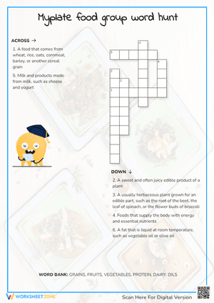 Myplate food group word hunt Crossword Puzzle
