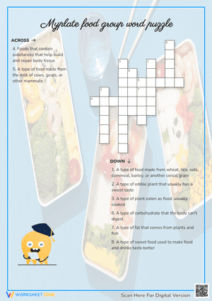MyPlate Food Group Word Puzzle Crossword Puzzle