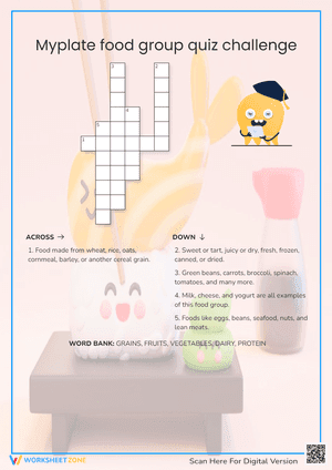 Myplate food group quiz challenge Crossword Puzzle