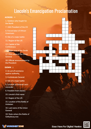 Lincoln's Emancipation Proclamation Crossword Puzzle