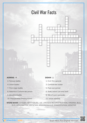Civil War Facts Crossword Puzzle